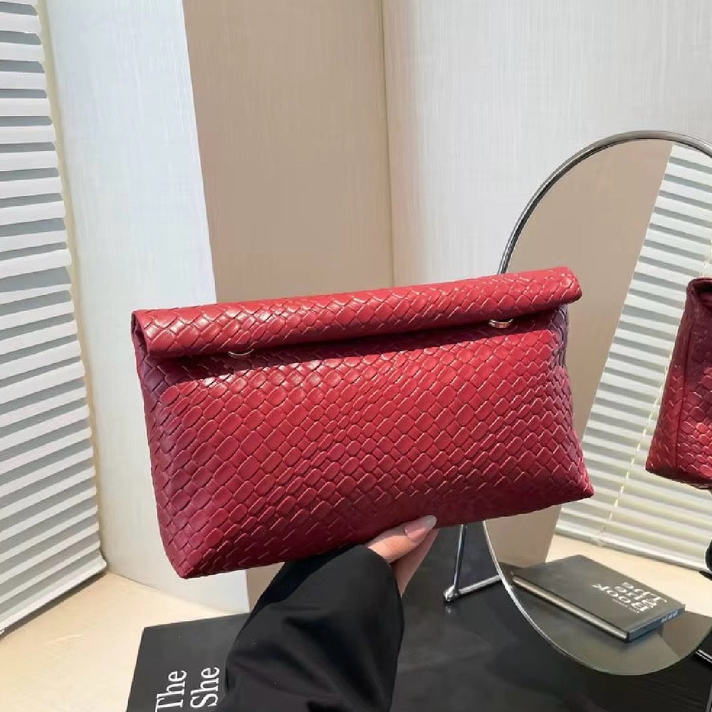 Elegant Red Woven Clutch